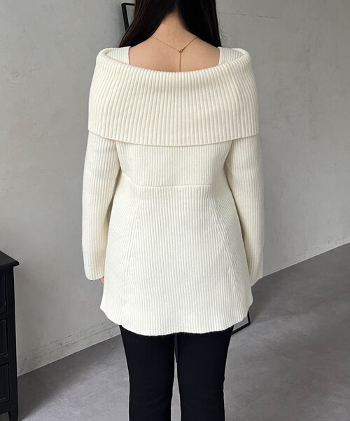 prose verse(プロズヴェール)の「【静電気防止】オフショルペプラムニット(ニット/セーター・レディース・ブラック/オフホワイト・LARGE/MEDIUM)」の18枚目の写真