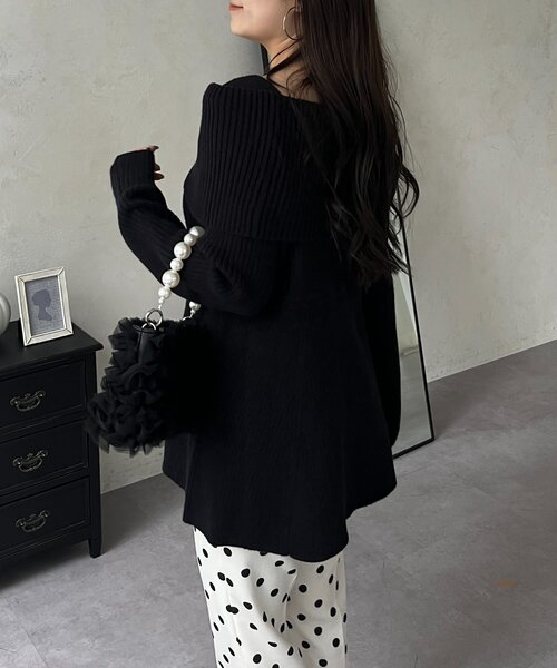 prose verse(プロズヴェール)の「【静電気防止】オフショルペプラムニット(ニット/セーター・レディース・ブラック/オフホワイト・LARGE/MEDIUM)」の14枚目の写真