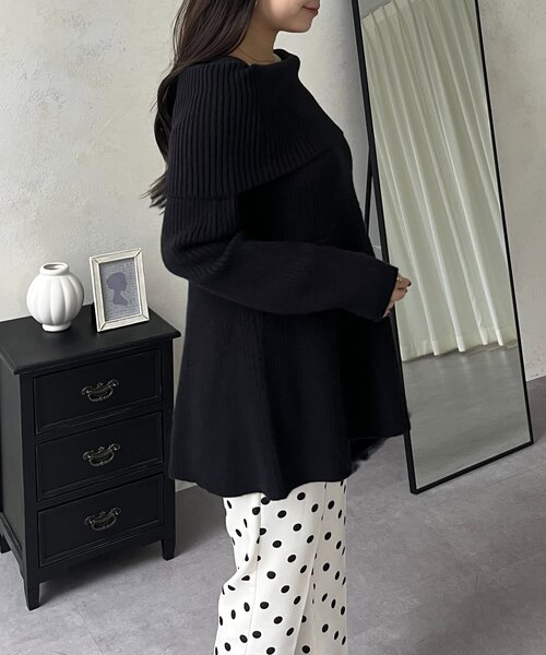 prose verse(プロズヴェール)の「【静電気防止】オフショルペプラムニット(ニット/セーター・レディース・ブラック/オフホワイト・LARGE/MEDIUM)」の17枚目の写真