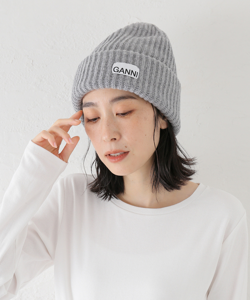 GANNI ガニー　Structured Rib Beanie ニット帽 GANNI/ガニー Structured Rib Beanie（ニットキャップ・ビーニー）｜U