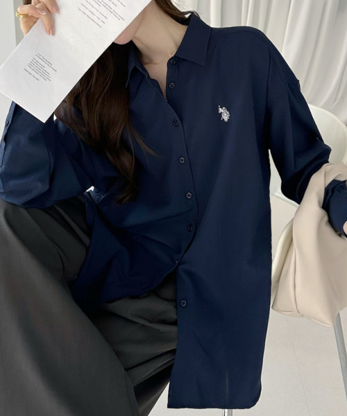 U.S. POLO ASSN.(ユーエスポロアッスン)の「【U.S. POLO ASSN.】気流 ロング シャツ(シャツ/ブラウス・レディース・ホワイト/ピンク/ネイビー/サックスブルー・L/M)」の17枚目の写真