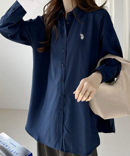 U.S. POLO ASSN.(ユーエスポロアッスン)の「【U.S. POLO ASSN.】気流 ロング シャツ(シャツ/ブラウス・レディース・ホワイト/ピンク/ネイビー/サックスブルー・L/M)」の19枚目の写真