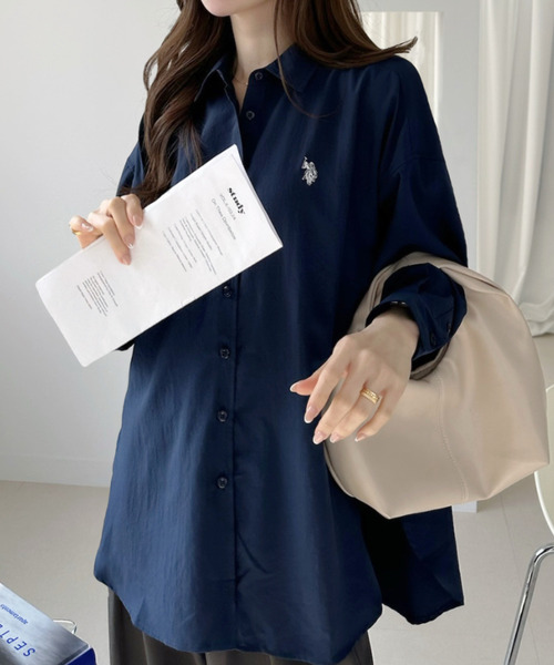 U.S. POLO ASSN.(ユーエスポロアッスン)の「【U.S. POLO ASSN.】気流 ロング シャツ(シャツ/ブラウス・レディース・ホワイト/ピンク/ネイビー/サックスブルー・L/M)」の18枚目の写真