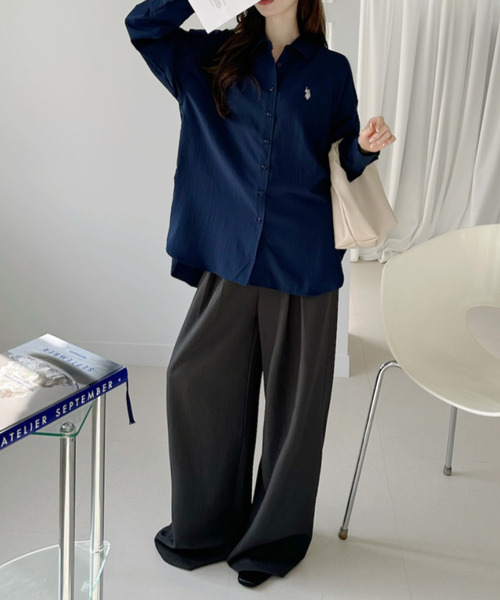 U.S. POLO ASSN.(ユーエスポロアッスン)の「【U.S. POLO ASSN.】気流 ロング シャツ(シャツ/ブラウス・レディース・ホワイト/ピンク/ネイビー/サックスブルー・L/M)」の21枚目の写真