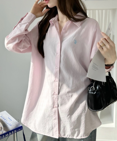U.S. POLO ASSN.(ユーエスポロアッスン)の「【U.S. POLO ASSN.】気流 ロング シャツ(シャツ/ブラウス・レディース・ホワイト/ピンク/ネイビー/サックスブルー・L/M)」の13枚目の写真
