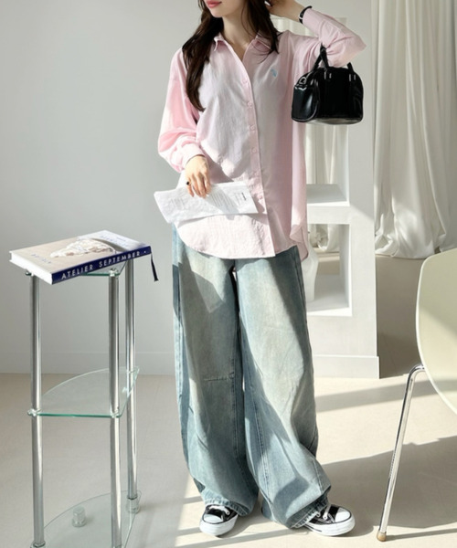 U.S. POLO ASSN.(ユーエスポロアッスン)の「【U.S. POLO ASSN.】気流 ロング シャツ(シャツ/ブラウス・レディース・ホワイト/ピンク/ネイビー/サックスブルー・L/M)」の12枚目の写真