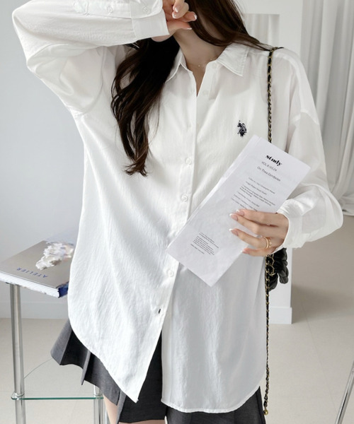 U.S. POLO ASSN.(ユーエスポロアッスン)の「【U.S. POLO ASSN.】気流 ロング シャツ(シャツ/ブラウス・レディース・ホワイト/ピンク/ネイビー/サックスブルー・L/M)」の8枚目の写真
