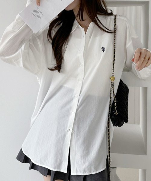 U.S. POLO ASSN.(ユーエスポロアッスン)の「【U.S. POLO ASSN.】気流 ロング シャツ(シャツ/ブラウス・レディース・ホワイト/ピンク/ネイビー/サックスブルー・L/M)」の6枚目の写真