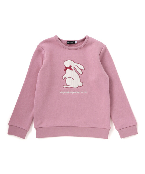 BeBe（ベベ）の「マシュマロウラケアニマルパッチ刺しゅうトレーナー(80~150cm)（スウェット・キッズ・ピンク/パープル・80ｃｍ/90cm/120cm/100cm/140cm/130cm/150cm/110cm）」の2枚目の写真