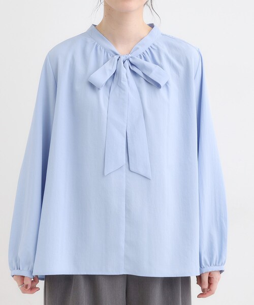 DRESKIP(ドレスキップ)の「【洗濯機可/S-LL】リボンブラウス(シャツ/ブラウス・レディース・ダークブラウン/ブルー/オフホワイト・04/03/02/01)」の16枚目の写真