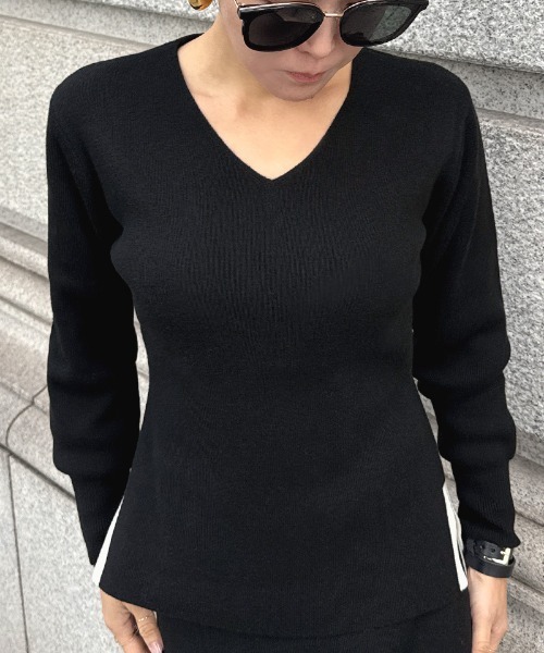 JENNE(ジェンヌ)の「Vネックウールニット(カーディガン/ボレロ・レディース・グレー/ブラック/モカ・LARGE/MEDIUM/SMALL)」の2枚目の写真