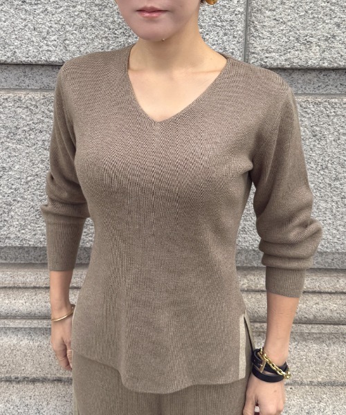 JENNE(ジェンヌ)の「Vネックウールニット(カーディガン/ボレロ・レディース・グレー/ブラック/モカ・LARGE/MEDIUM/SMALL)」の1枚目の写真