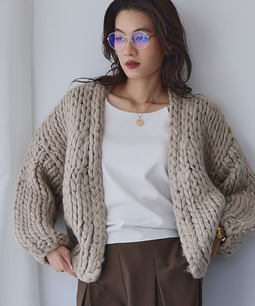 セール】【2025AW】ざっくり編み チャンキーニット カーディガン