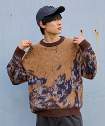 TETE（テット）の「【TETE SELECTION】モヘア混ジャガードニット/セーター ユニセックス 長袖 クルーネック アート柄 ペイント柄 モード ストリート（ニット/セーター）」