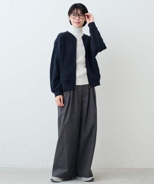 THREE FIFTY STANDARD(スリーフィフティースタンダード)の「THREE FIFTY STANDARD ジップアップスウェットジャケット〈ネイビー〉(その他アウター・レディース・ネイビー・3L/LL/L/M)」の5枚目の写真