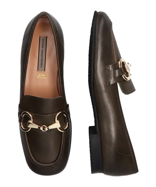 inter-chaussures（インターショシュール）の「【INTER-CHAUSSURES】ソフトスクエアトウビットローファー(I1655N)（ローファー・レディース・ブラック/カーキ・36/37）」の4枚目の写真