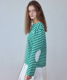 STRIPE LACE PATCH ELBOW PATCH LONG SLEEVE GREEN