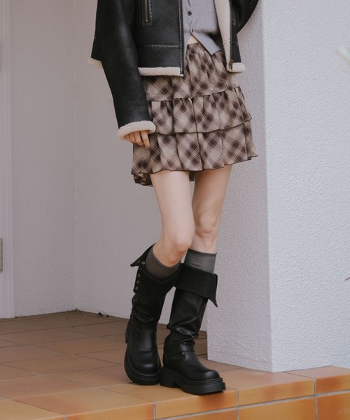 archives(アルシーヴ)の「チェックアソートシフォンティアードミニスカート(スカート・レディース・アイボリー/ブラウン/ネイビー/ブラック・MEDIUM)」の7枚目の写真
