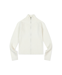Ribbed Mock Neck Zip-Up (IVORY)
