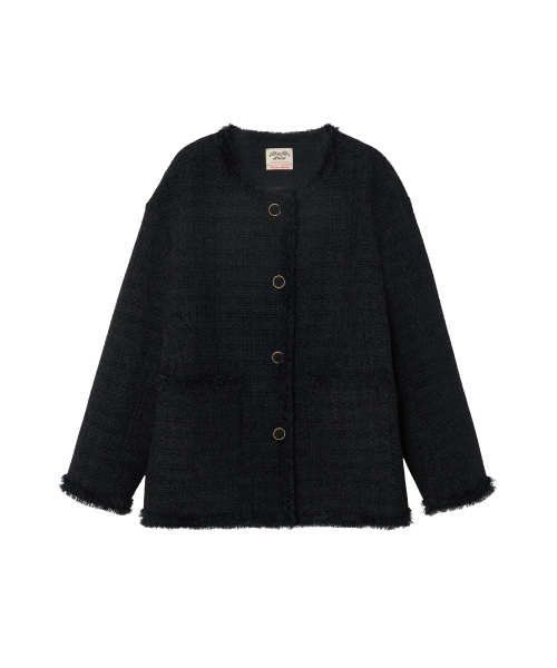 VANONE ATELIER(バノンアトリエ)の「O3735 ラウンドツイードジャケット_ブラック(テーラードジャケット・レディース・ブラック・FREE)」の2枚目の写真