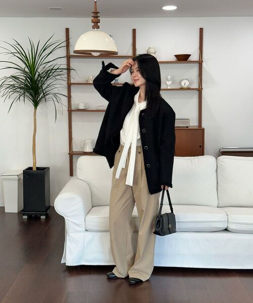 VANONE ATELIER(バノンアトリエ)の「O3735 ラウンドツイードジャケット_ブラック(テーラードジャケット・レディース・ブラック・FREE)」の6枚目の写真