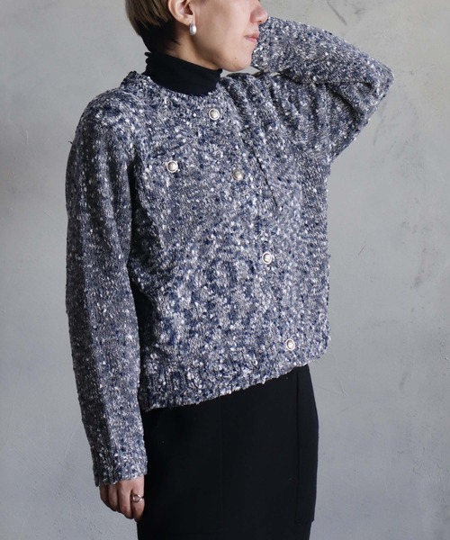 kese-moi(ケセモイ)の「ミックスポップコーンカーデ(ニット/セーター・レディース・ブラック/マルチ/グレー・FREE)」の2枚目の写真