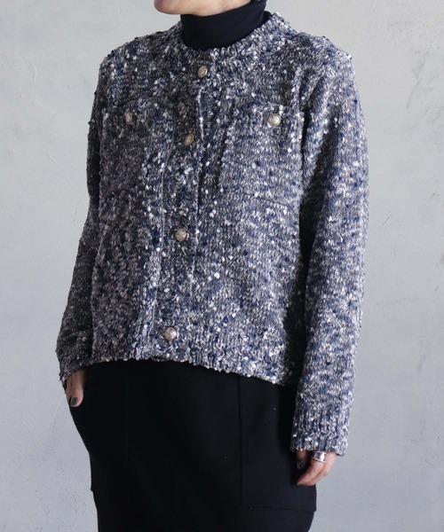 kese-moi(ケセモイ)の「ミックスポップコーンカーデ(ニット/セーター・レディース・ブラック/マルチ/グレー・FREE)」の6枚目の写真