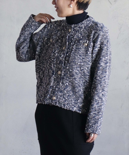 kese-moi(ケセモイ)の「ミックスポップコーンカーデ(ニット/セーター・レディース・ブラック/マルチ/グレー・FREE)」の7枚目の写真