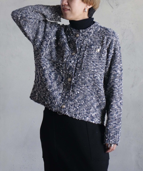 kese-moi(ケセモイ)の「ミックスポップコーンカーデ(ニット/セーター・レディース・ブラック/マルチ/グレー・FREE)」の8枚目の写真