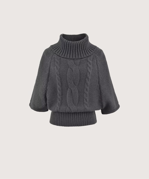 LA POMME jours(ラポミ・ジュール)の「Cape Style Jeresy Knit(ニット/セーター・レディース・グレー/ブラック/ホワイト/ベージュ・FREE)」の4枚目の写真