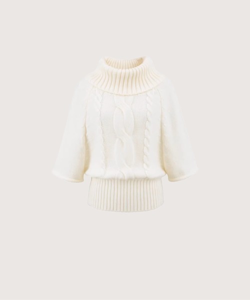 LA POMME jours(ラポミ・ジュール)の「Cape Style Jeresy Knit(ニット/セーター・レディース・グレー/ブラック/ホワイト/ベージュ・FREE)」の2枚目の写真