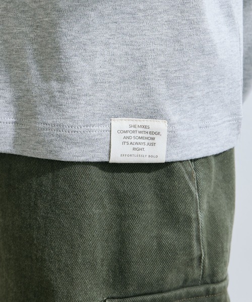 PUAL CE CIN（ピュアルセシン）の「スムース起毛2WAYヘンリーネックカットソー（Tシャツ/カットソー・レディース・オフホワイト/グレー/チャコール・FREE）」の19枚目の写真