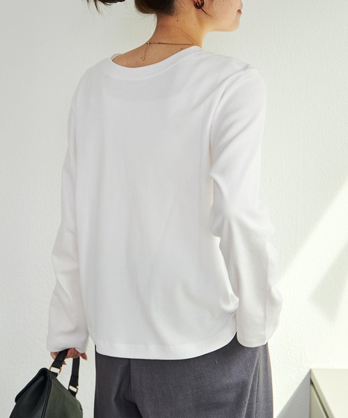 PUAL CE CIN（ピュアルセシン）の「スムース起毛2WAYヘンリーネックカットソー（Tシャツ/カットソー・レディース・オフホワイト/グレー/チャコール・FREE）」の7枚目の写真