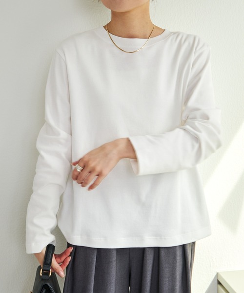 PUAL CE CIN（ピュアルセシン）の「スムース起毛2WAYヘンリーネックカットソー（Tシャツ/カットソー・レディース・オフホワイト/グレー/チャコール・FREE）」の10枚目の写真