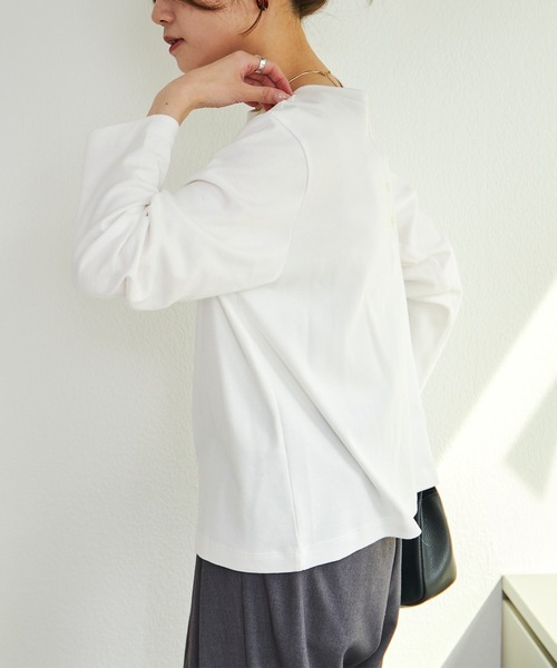 PUAL CE CIN（ピュアルセシン）の「スムース起毛2WAYヘンリーネックカットソー（Tシャツ/カットソー・レディース・オフホワイト/グレー/チャコール・FREE）」の11枚目の写真