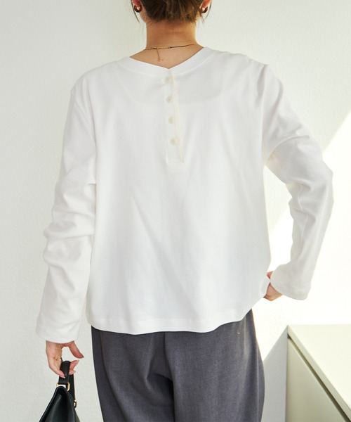 PUAL CE CIN（ピュアルセシン）の「スムース起毛2WAYヘンリーネックカットソー（Tシャツ/カットソー・レディース・オフホワイト/グレー/チャコール・FREE）」の13枚目の写真