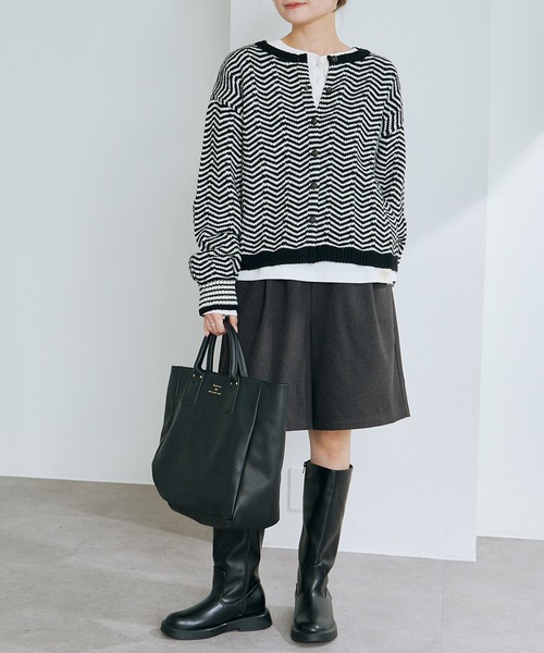 PUAL CE CIN（ピュアルセシン）の「スムース起毛2WAYヘンリーネックカットソー（Tシャツ/カットソー・レディース・オフホワイト/グレー/チャコール・FREE）」の9枚目の写真