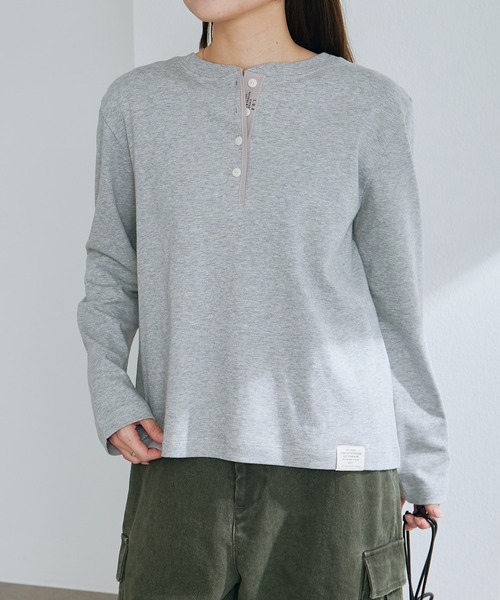 PUAL CE CIN（ピュアルセシン）の「スムース起毛2WAYヘンリーネックカットソー（Tシャツ/カットソー・レディース・オフホワイト/グレー/チャコール・FREE）」の15枚目の写真