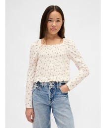 GAP（ギャップ）の「スモッキングギャザー スクエアネック トップス (キッズ)（Tシャツ/カットソー・キッズ）」