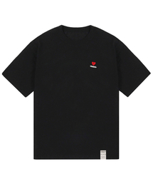 [UNISEX-24]スモールハートボードスマイル半袖Tシャツ_ブラック
