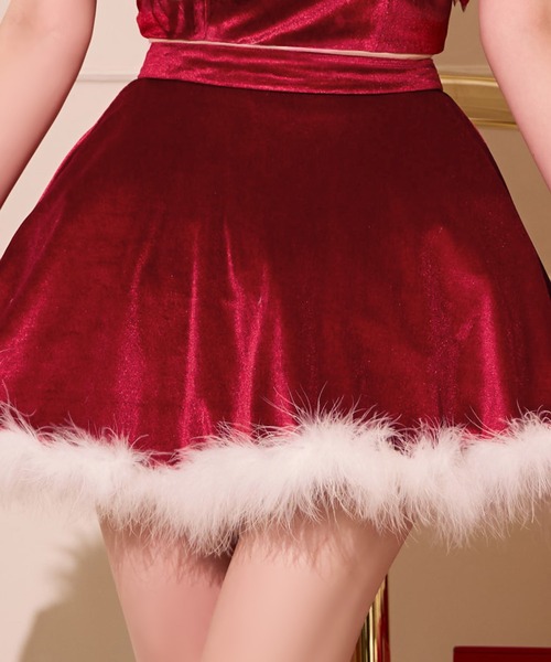 チュールフリルオフショルセットアップサンタコスプレ【コスプレ6点