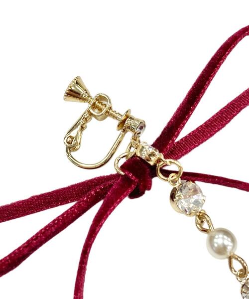 WILLSELECTION（ウィルセレクション）の「ロングベロアリボンパールイヤリング（イヤリング・レディース・ブラック/ボルドー・FREE）」の5枚目の写真