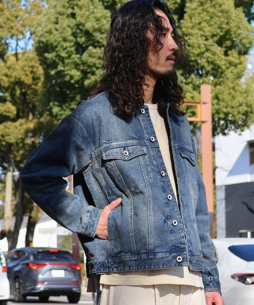 KRIFF MAYER（クリフメイヤー）の「デニムジャケット/トラッカージャケット（デニムジャケット・メンズ・ナチュラル/ダークブルー/チャコール/ライトブルー・MEDIUM/X-LARGE/LARGE）」の19枚目の写真