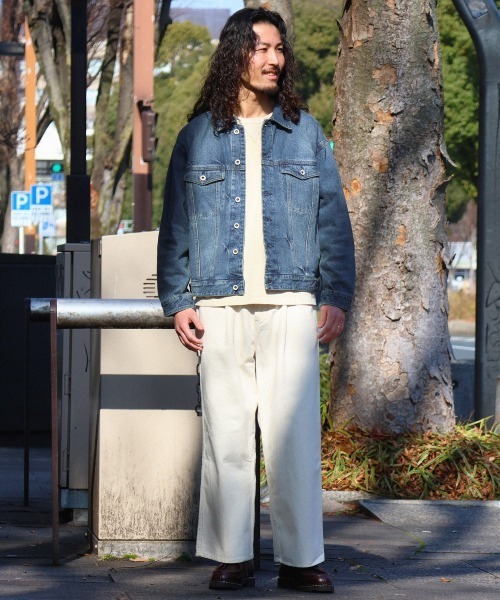 KRIFF MAYER（クリフメイヤー）の「デニムジャケット/トラッカージャケット（デニムジャケット・メンズ・ナチュラル/ダークブルー/チャコール/ライトブルー・MEDIUM/X-LARGE/LARGE）」の6枚目の写真