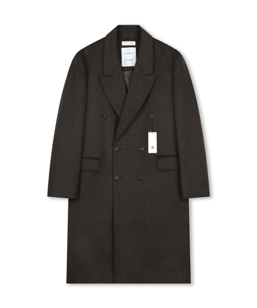 BESLOW(ビースロー)の「OVERSIZED CASHMERE DOUBLE BREASTED COAT MELANGE BROWN(チェスターコート・メンズ・その他・LARGE/MEDIUM/SMALL/X-LARGE/X-SMALL)」の1枚目の写真