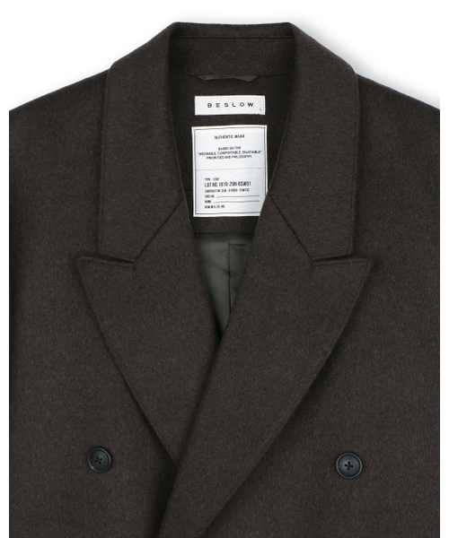BESLOW(ビースロー)の「OVERSIZED CASHMERE DOUBLE BREASTED COAT MELANGE BROWN(チェスターコート・メンズ・その他・LARGE/MEDIUM/SMALL/X-LARGE/X-SMALL)」の22枚目の写真