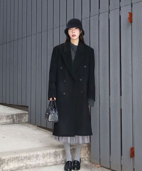BESLOW(ビースロー)の「OVERSIZED CASHMERE DOUBLE BREASTED COAT MELANGE BROWN(チェスターコート・メンズ・その他・LARGE/MEDIUM/SMALL/X-LARGE/X-SMALL)」の20枚目の写真