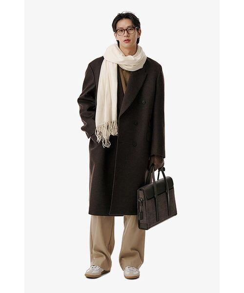 BESLOW(ビースロー)の「OVERSIZED CASHMERE DOUBLE BREASTED COAT MELANGE BROWN(チェスターコート・メンズ・その他・LARGE/MEDIUM/SMALL/X-LARGE/X-SMALL)」の12枚目の写真