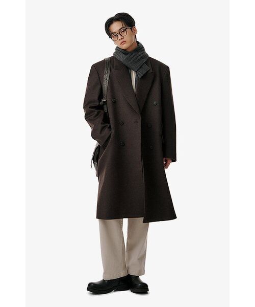 BESLOW(ビースロー)の「OVERSIZED CASHMERE DOUBLE BREASTED COAT MELANGE BROWN(チェスターコート・メンズ・その他・LARGE/MEDIUM/SMALL/X-LARGE/X-SMALL)」の15枚目の写真