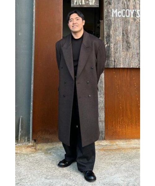 BESLOW(ビースロー)の「OVERSIZED CASHMERE DOUBLE BREASTED COAT MELANGE BROWN(チェスターコート・メンズ・その他・LARGE/MEDIUM/SMALL/X-LARGE/X-SMALL)」の5枚目の写真